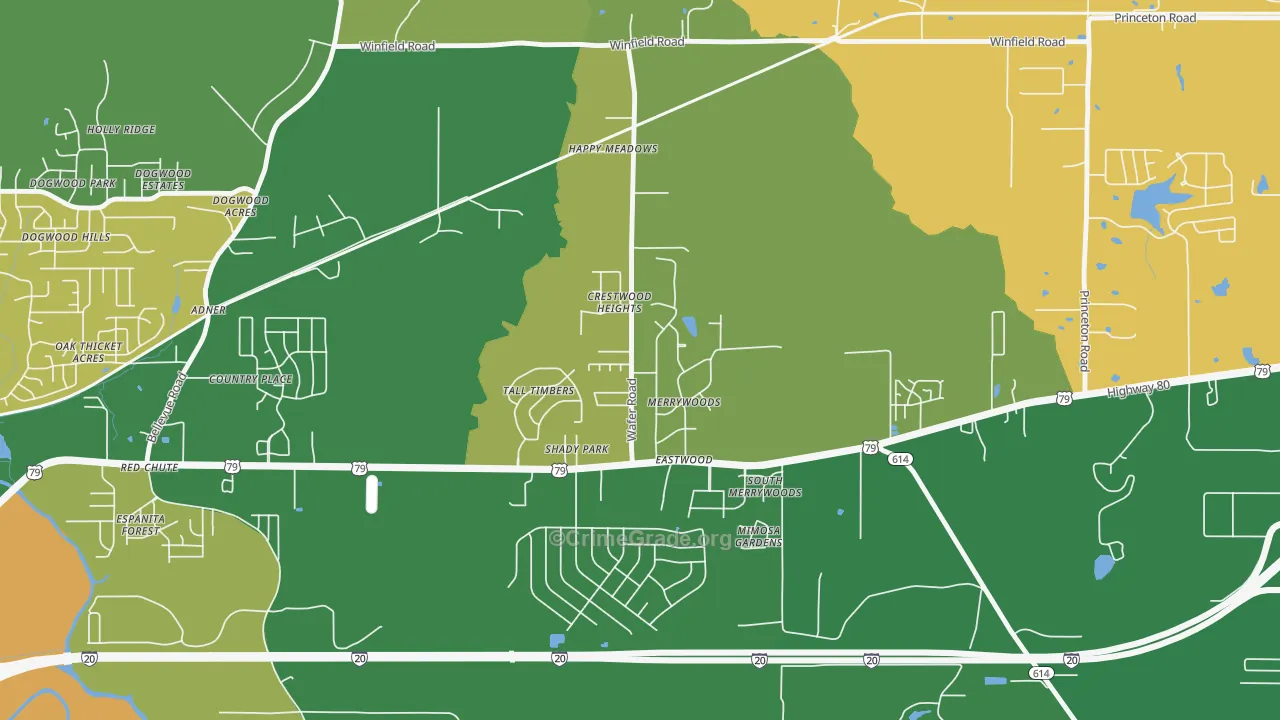 Eastwood, LA Map of Vandalism Rates
