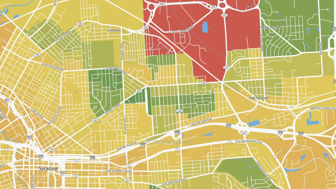Eastwood, Syracuse, NY Map of Vandalism Rates