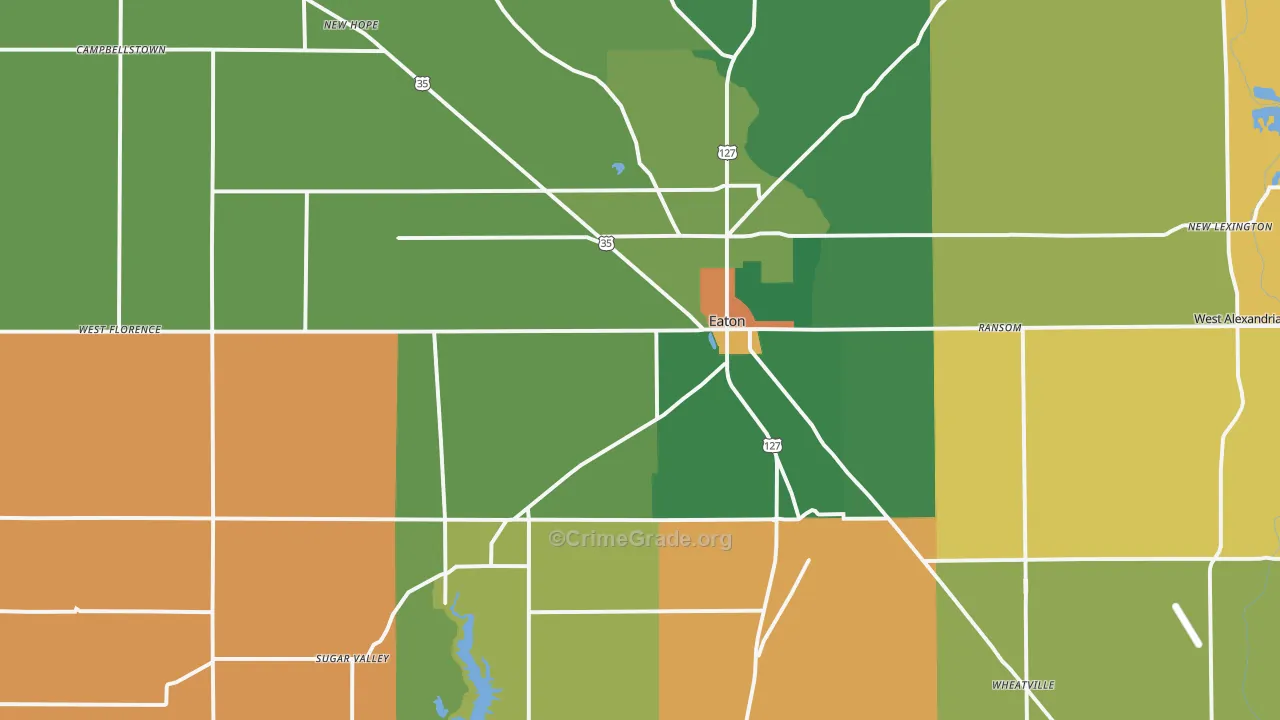Eaton, OH Map of Vandalism Rates