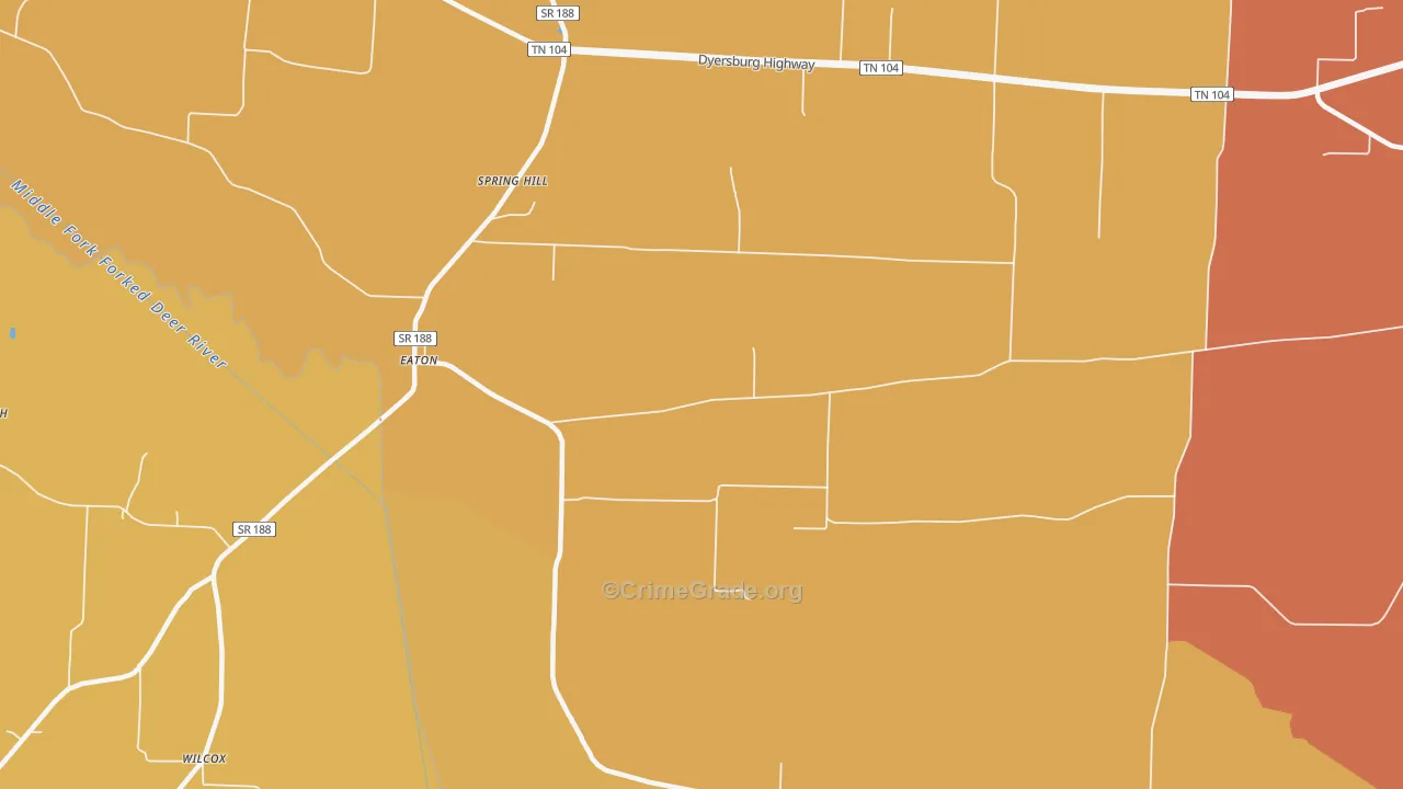Eaton, TN Map of Vandalism Rates