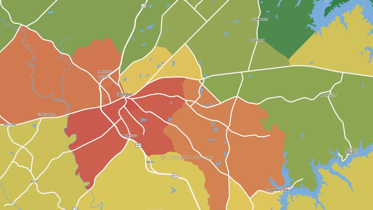 Eatonton, GA Map of Vandalism Rates
