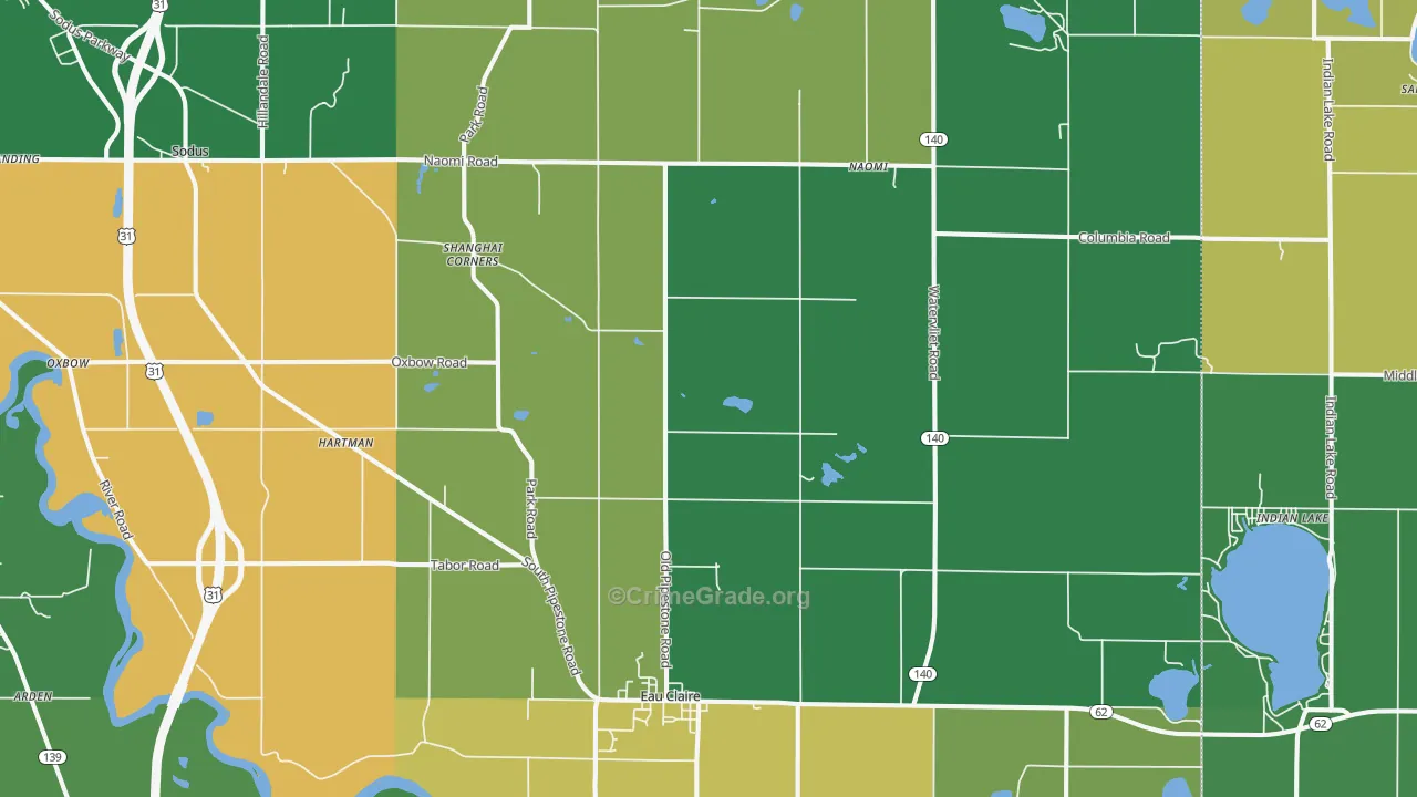 Eau Claire, MI Map of Vandalism Rates