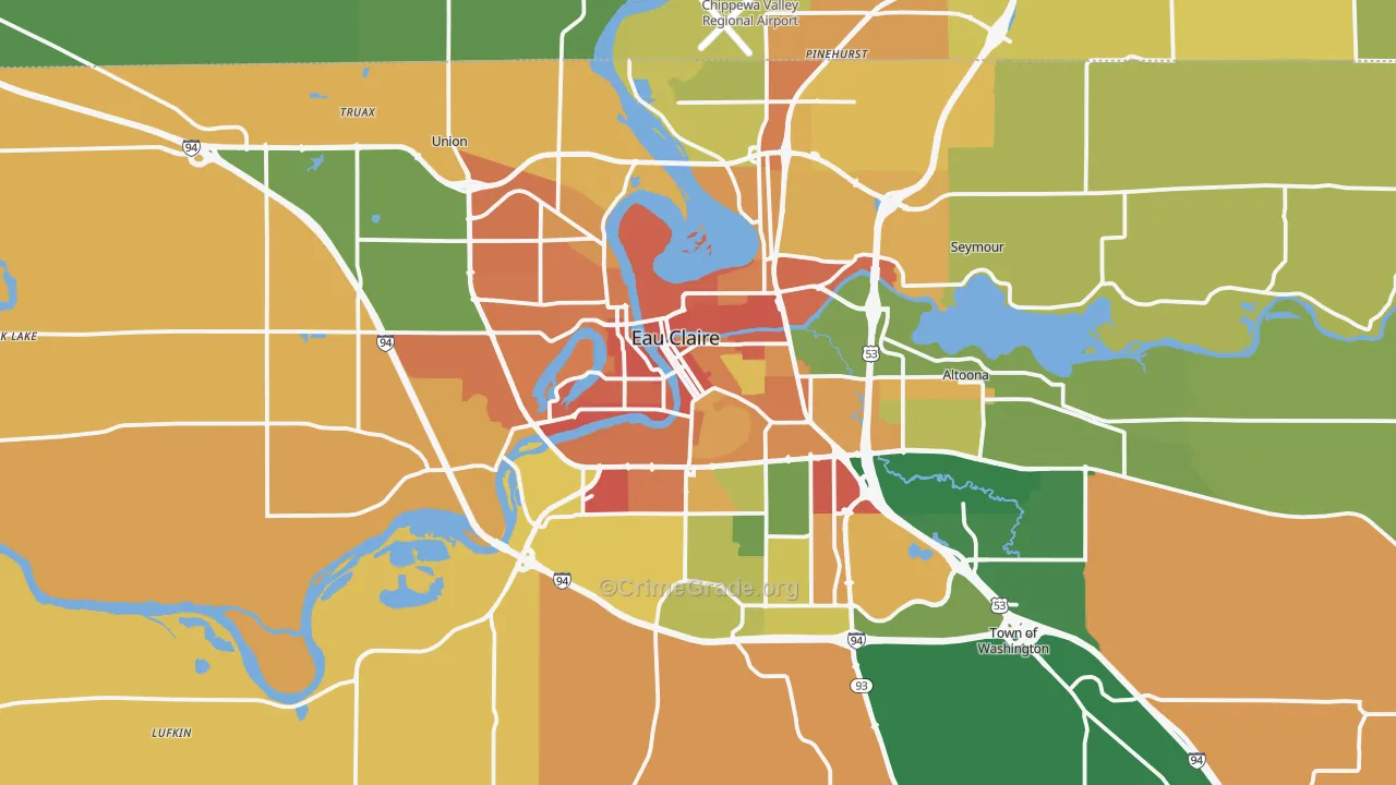 Eau Claire, WI Map of Vandalism Rates
