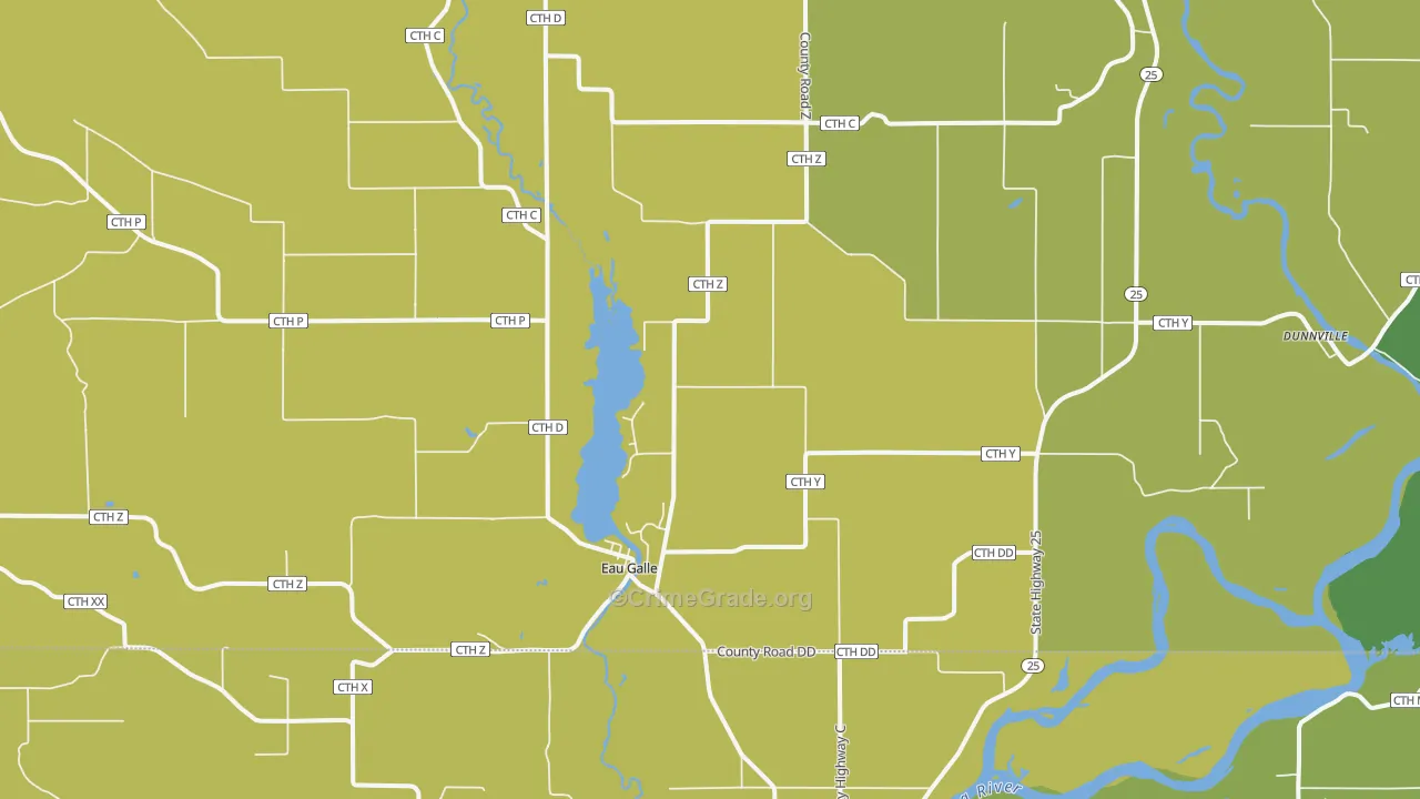 Eau Galle, WI Map of Vandalism Rates