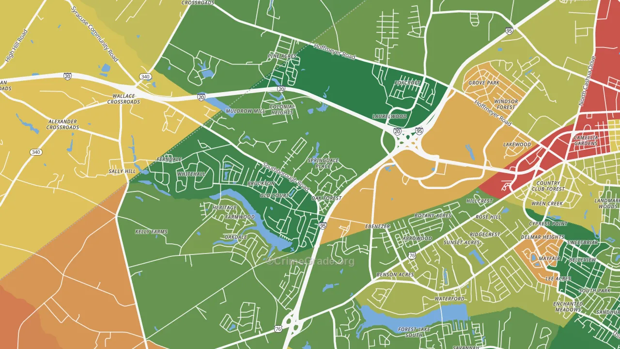 Ebenezer, SC Map of Vandalism Rates