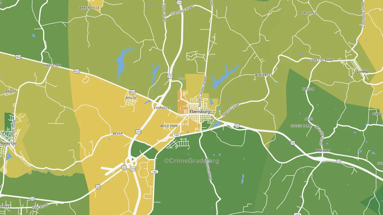 Ebensburg, PA Map of Vandalism Rates