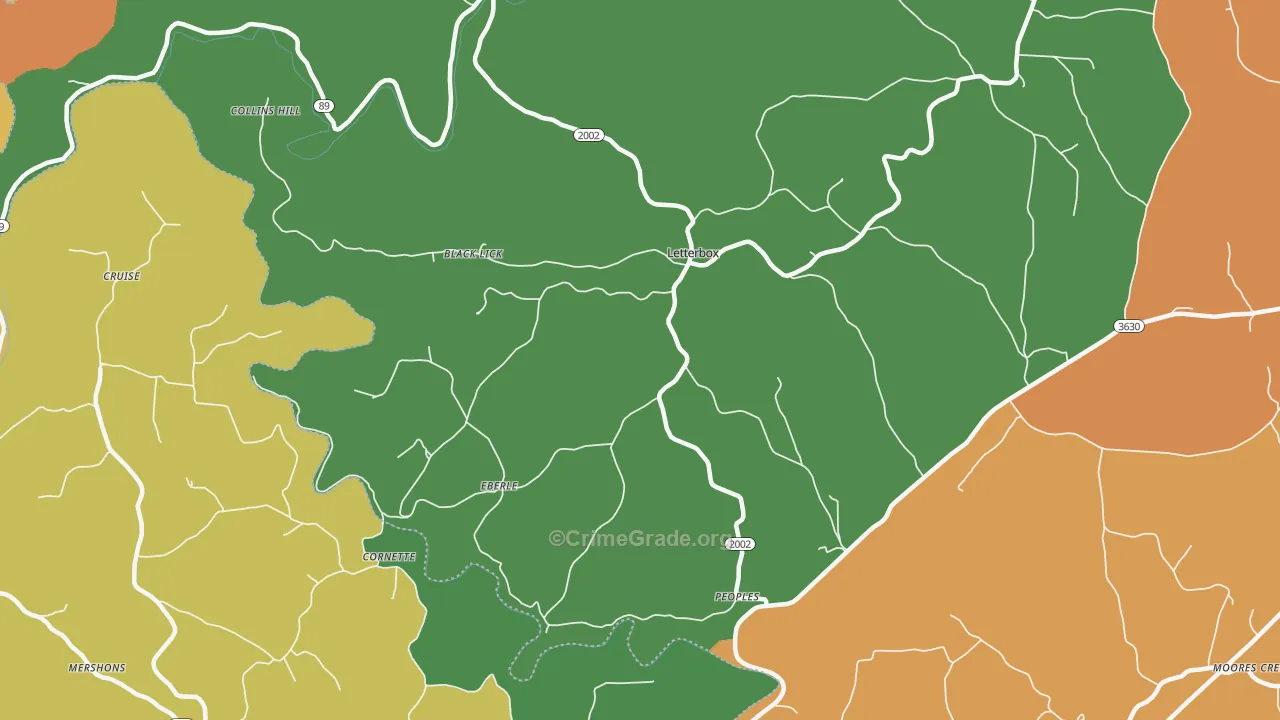 Eberle, KY Map of Vandalism Rates