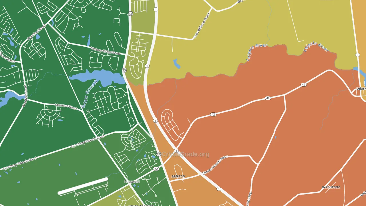 Eberton, DE Map of Vandalism Rates