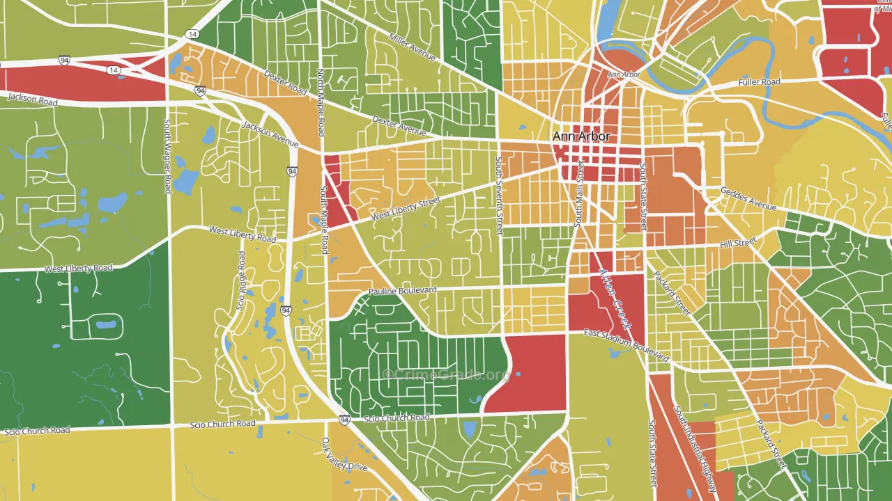 Eberwhite, Ann Arbor, MI Map of Vandalism Rates