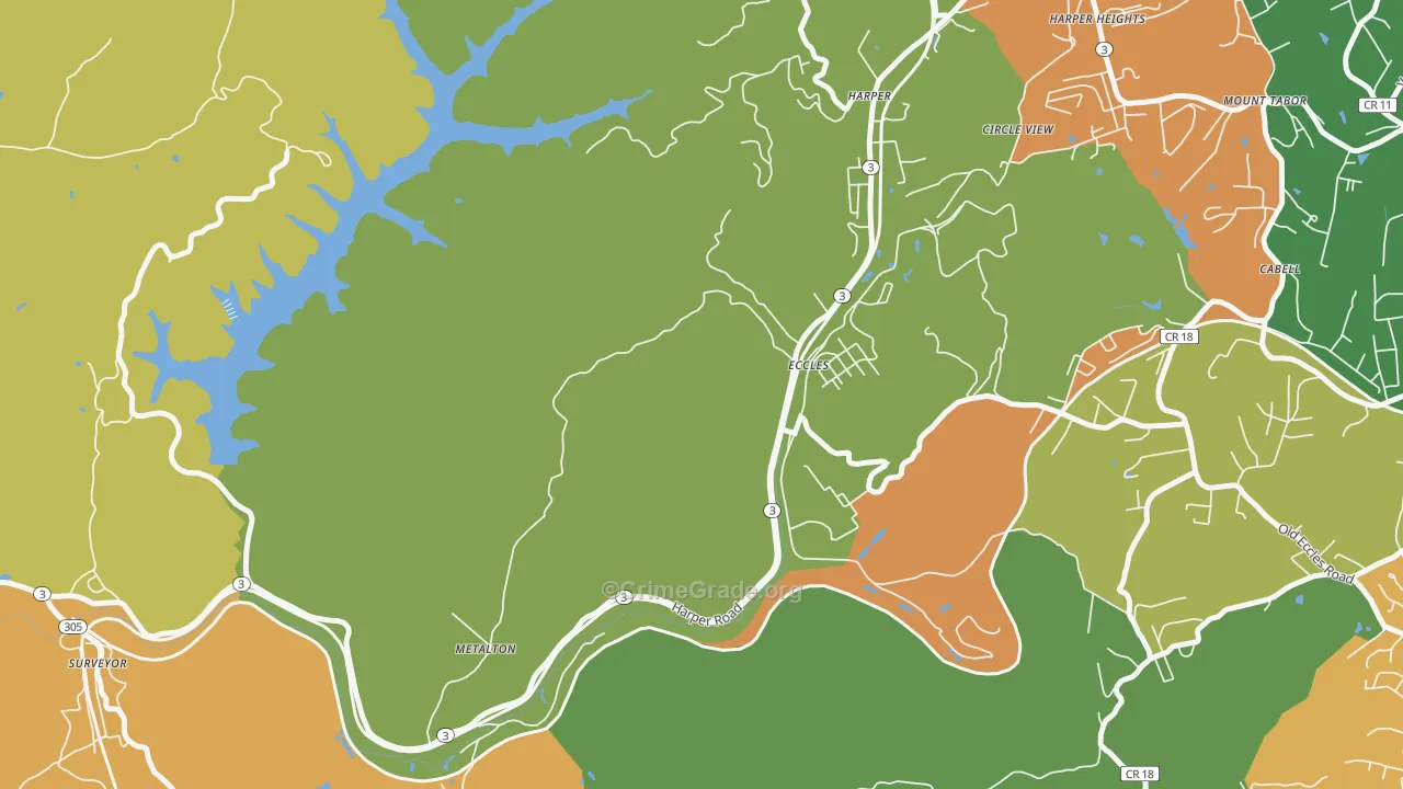 Eccles, WV Map of Vandalism Rates