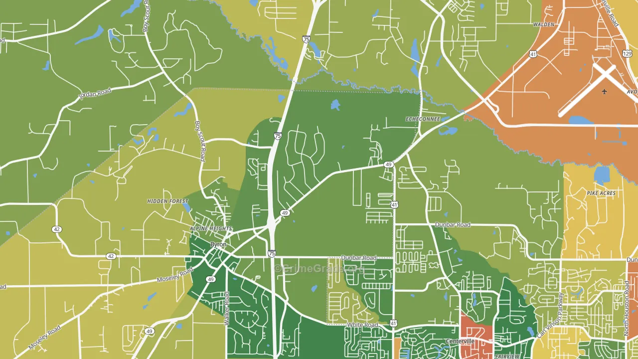 Echeconnee, GA Map of Vandalism Rates