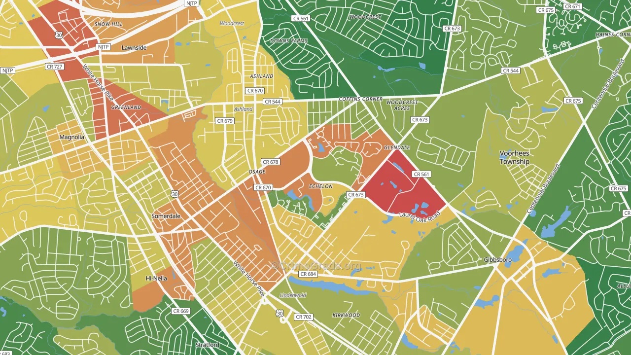 Echelon, NJ Map of Vandalism Rates