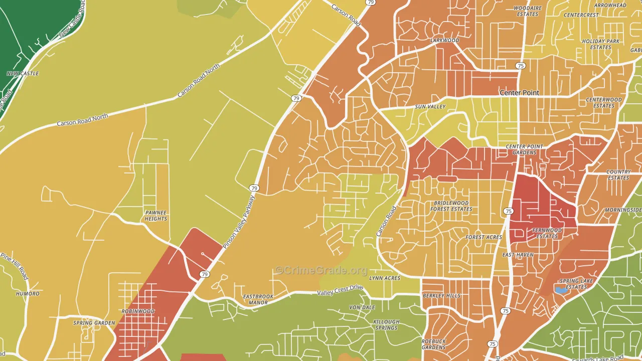 Echo Highlands, Birmingham, AL Map of Vandalism Rates