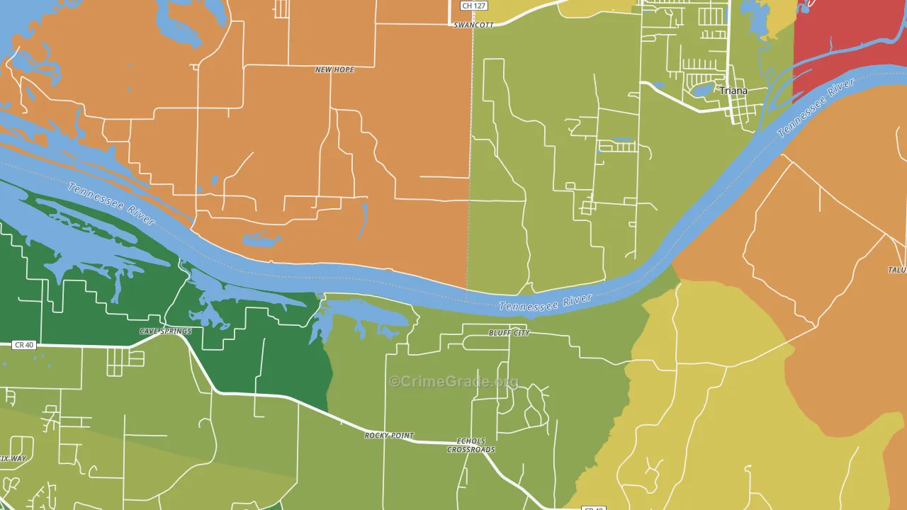 Echols Crossroads, AL Map of Vandalism Rates