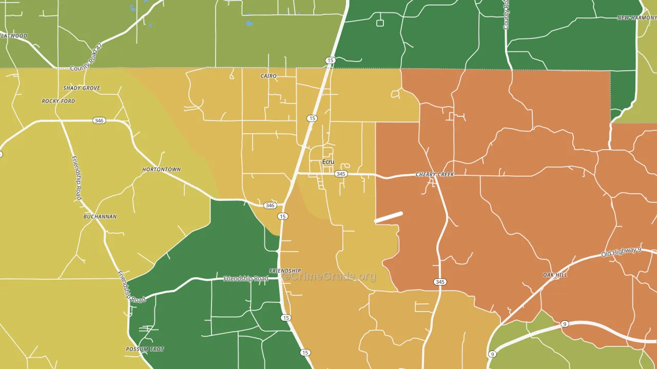 Ecru, MS Map of Vandalism Rates