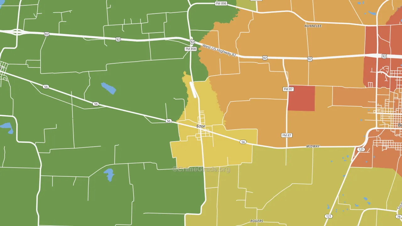 Ector, TX Map of Vandalism Rates