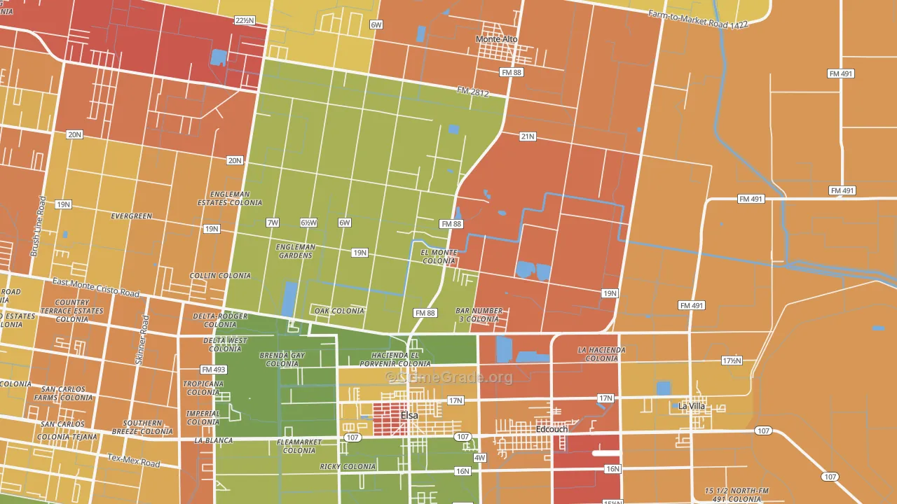 Edcouch, TX Map of Vandalism Rates