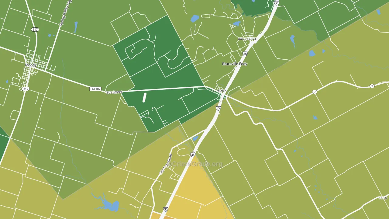 Eddy, TX Map of Vandalism Rates