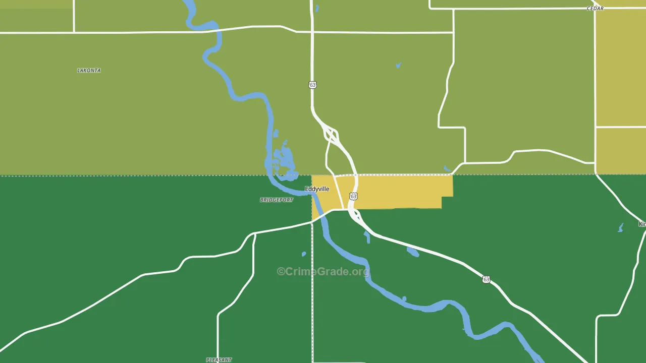 Eddyville, IA Map of Vandalism Rates