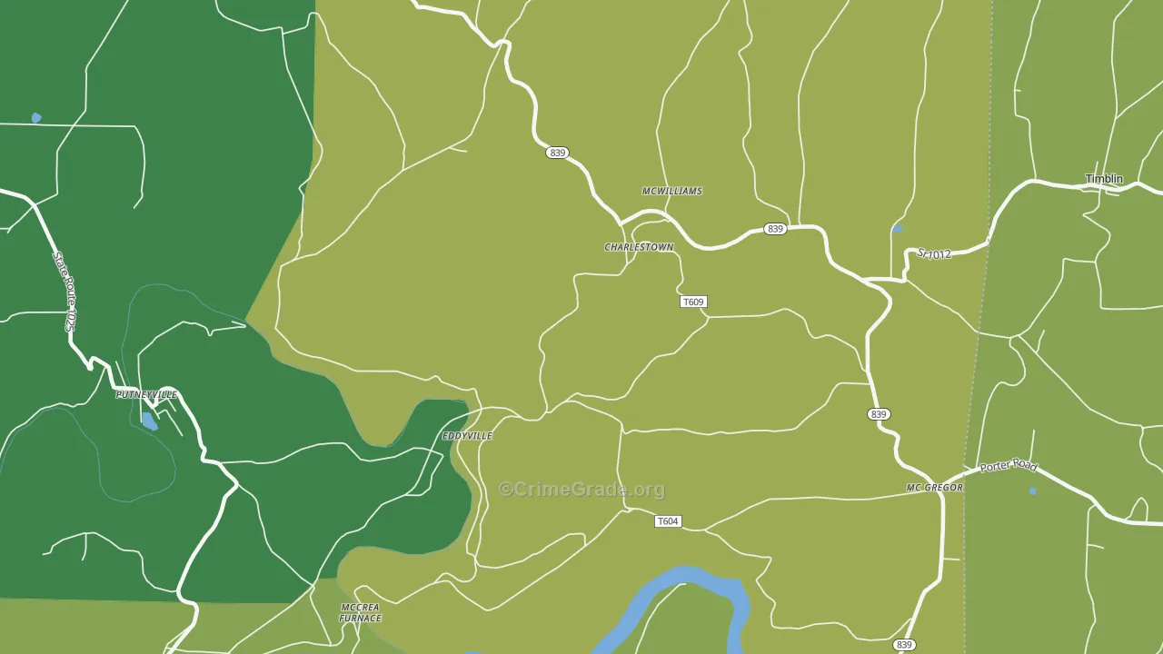 Eddyville, PA Map of Vandalism Rates