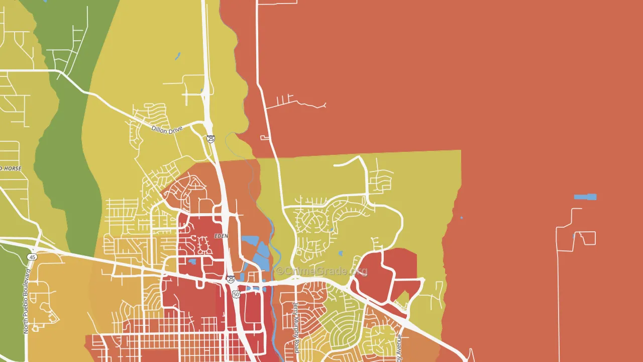Eden, CO Map of Vandalism Rates