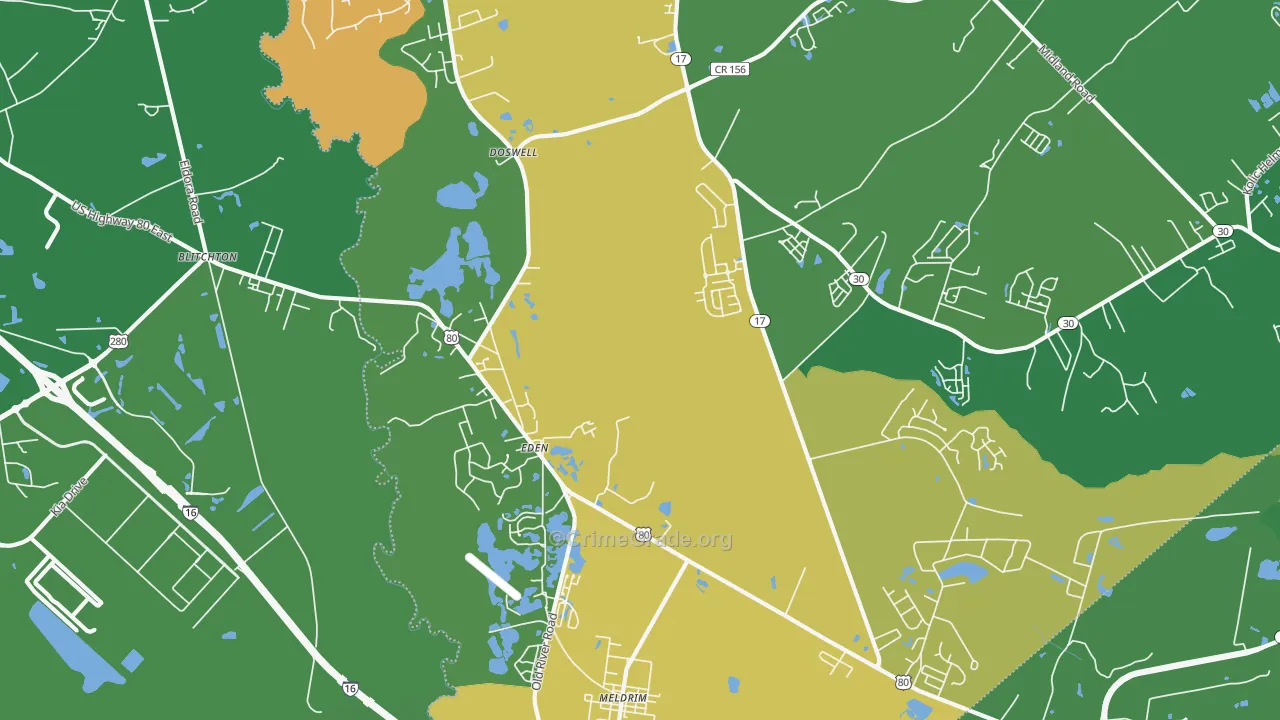 Eden, GA Map of Vandalism Rates