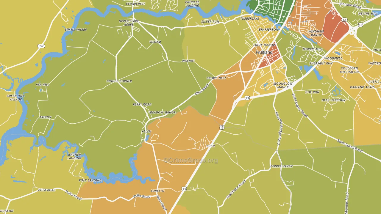 Eden, MD Map of Vandalism Rates