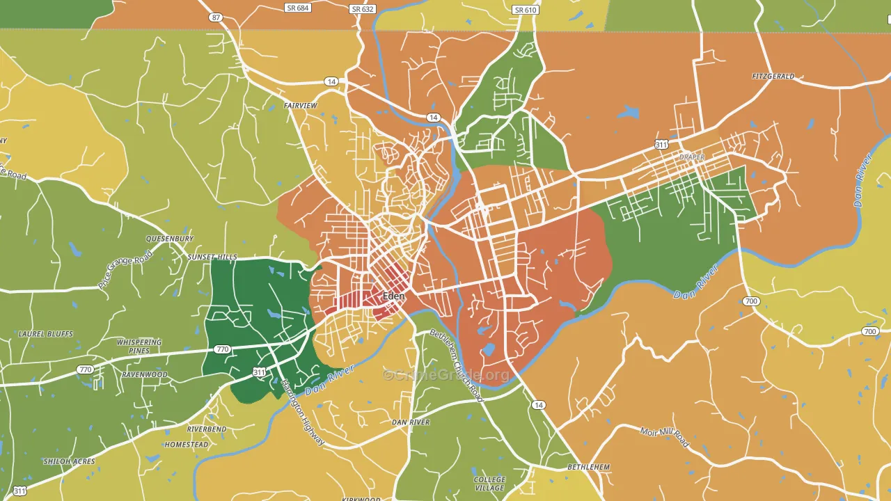 Eden, NC Map of Vandalism Rates