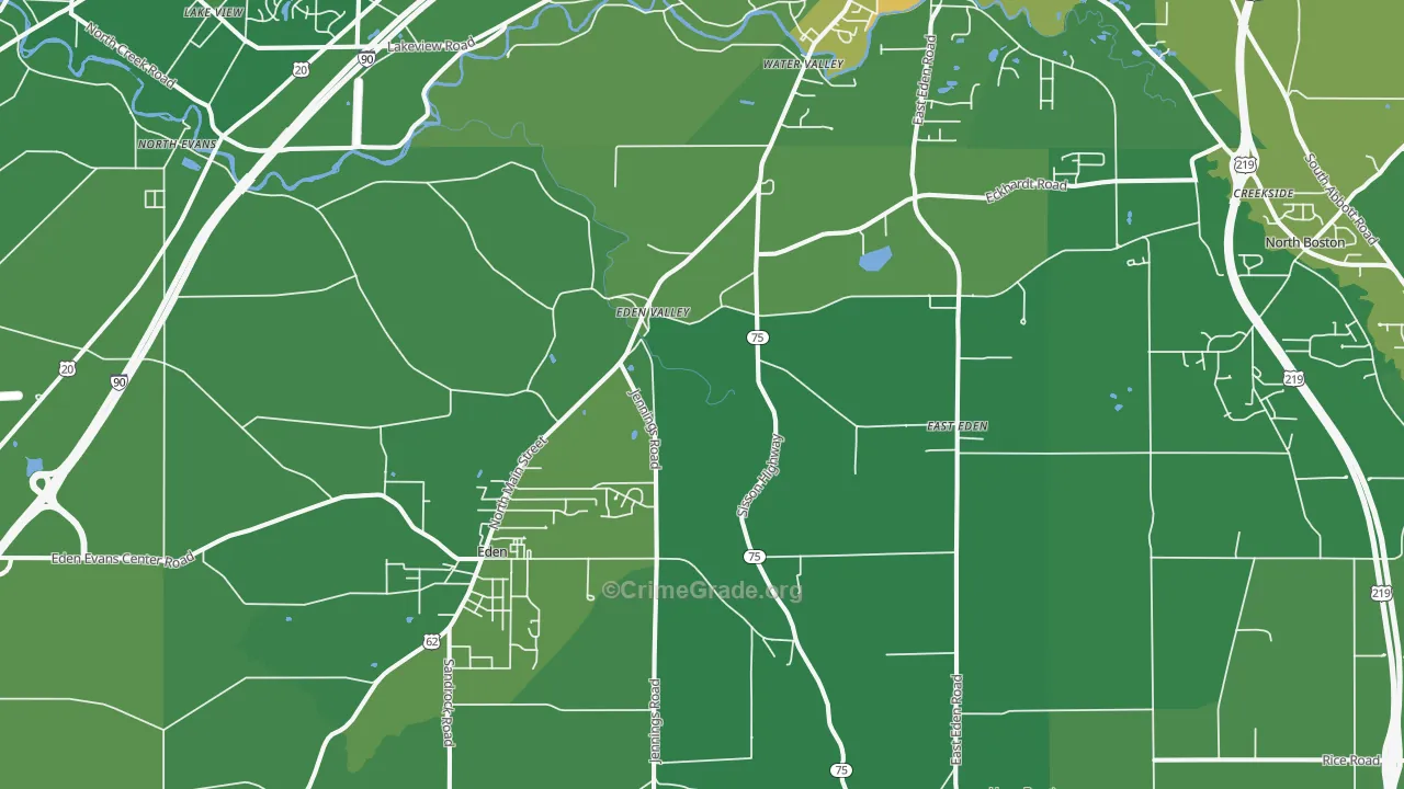 Eden, NY Map of Vandalism Rates