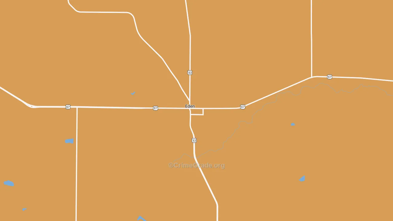 Eden, TX Map of Vandalism Rates