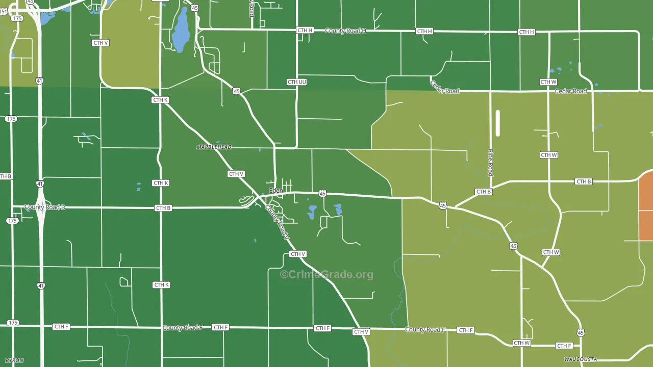 Eden, WI Map of Vandalism Rates