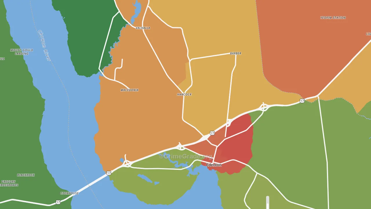 Edenton, NC Map of Vandalism Rates