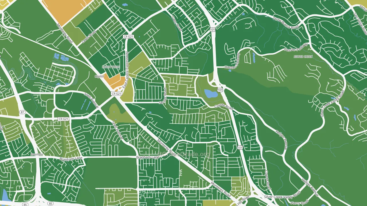 Edenvale-Seven Trees, San Jose, CA Map of Vandalism Rates