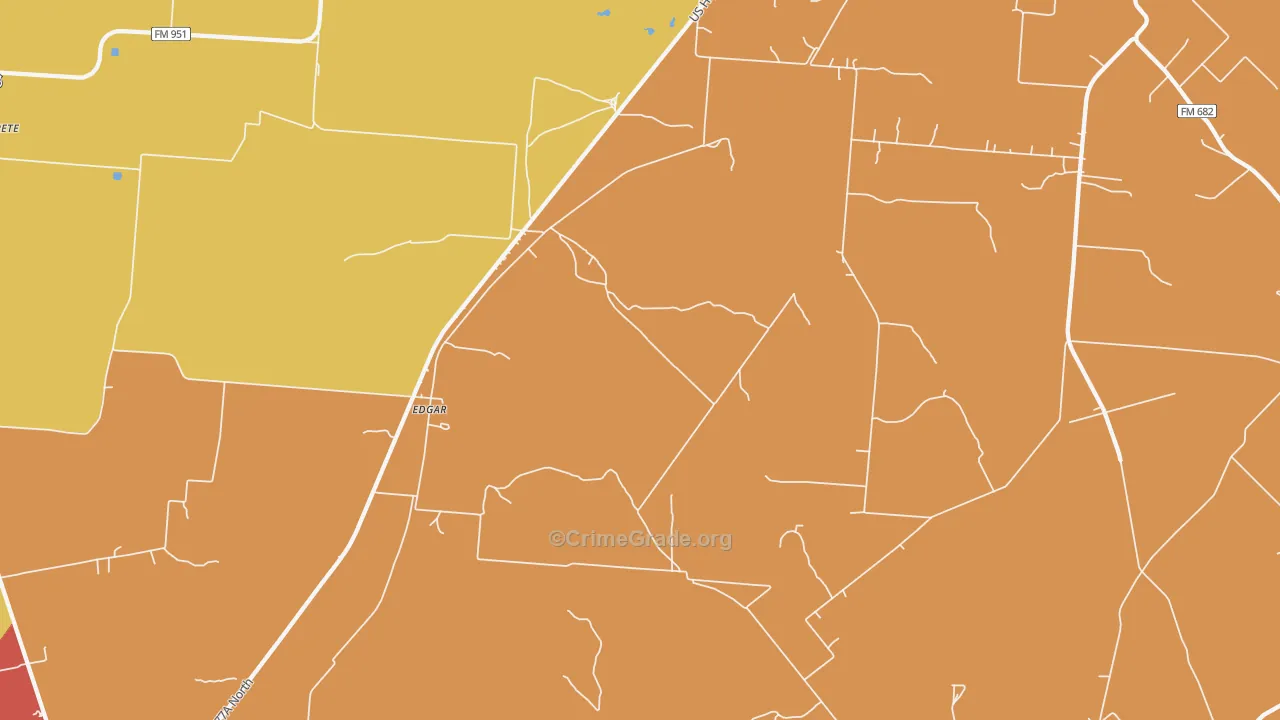 Edgar, TX Map of Vandalism Rates