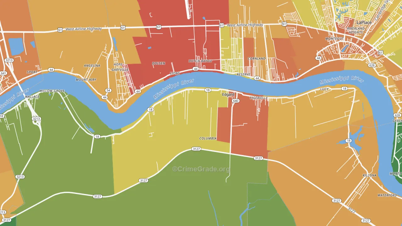 Edgard, LA Map of Vandalism Rates