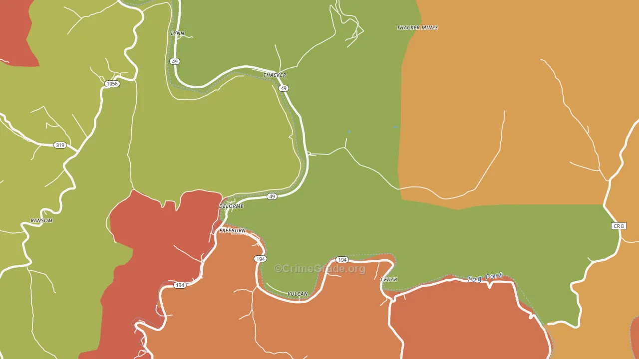 Edgarton, WV Map of Vandalism Rates