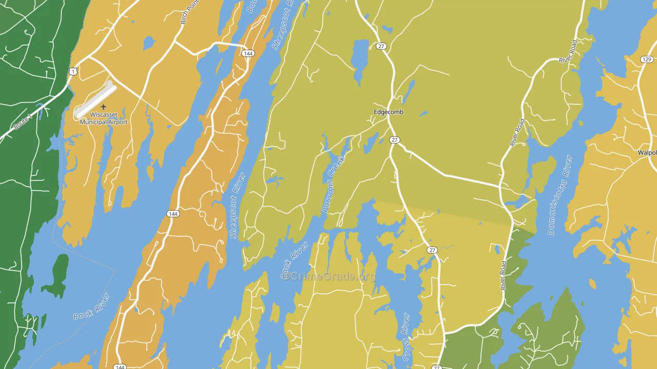 Edgecomb, ME Map of Vandalism Rates