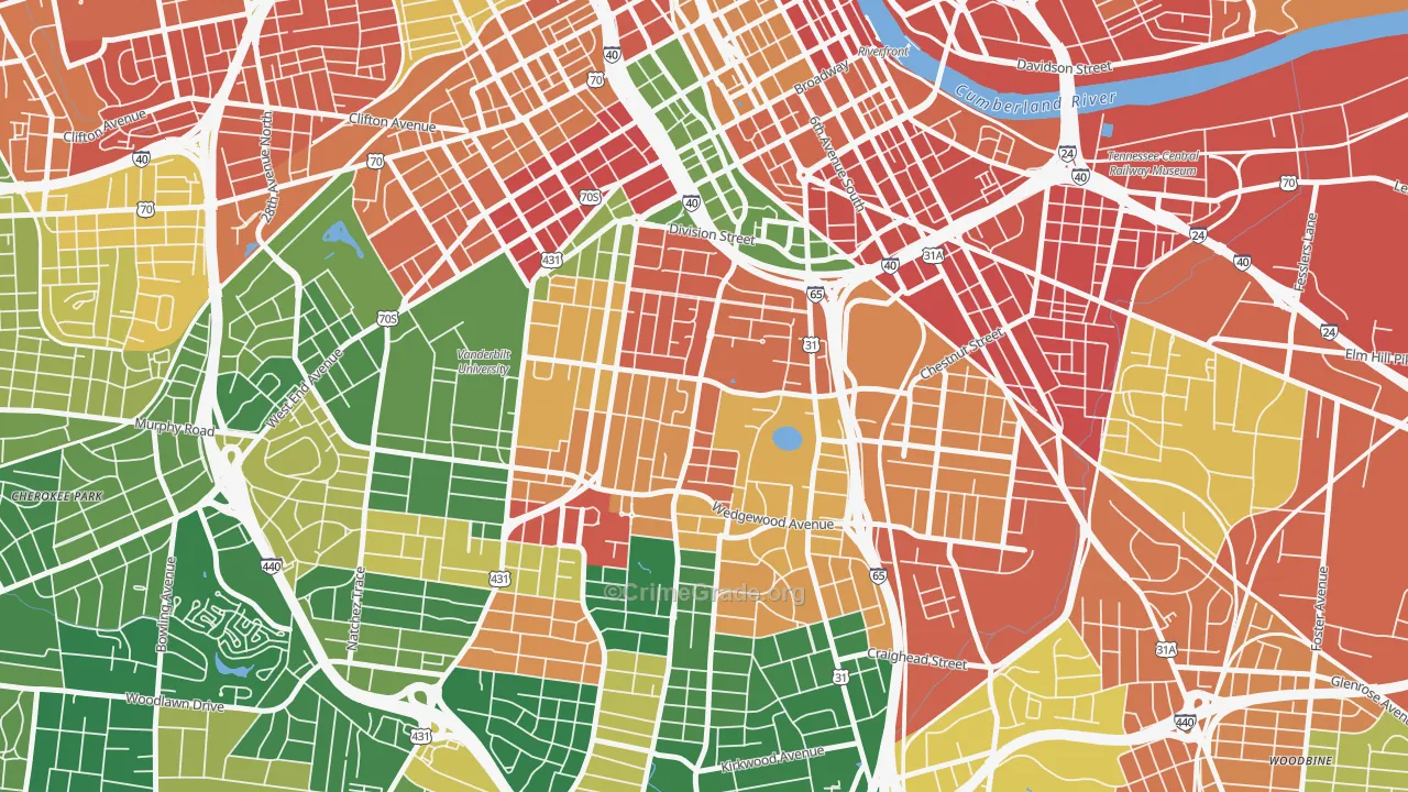 Edgehill, Nashville, TN Map of Vandalism Rates