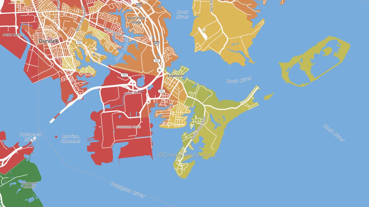 Edgemere, MD Map of Vandalism Rates