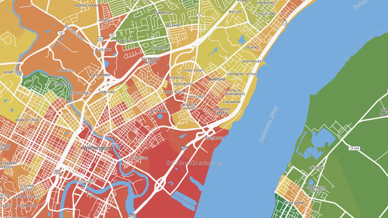 Edgemoor, DE Map of Vandalism Rates