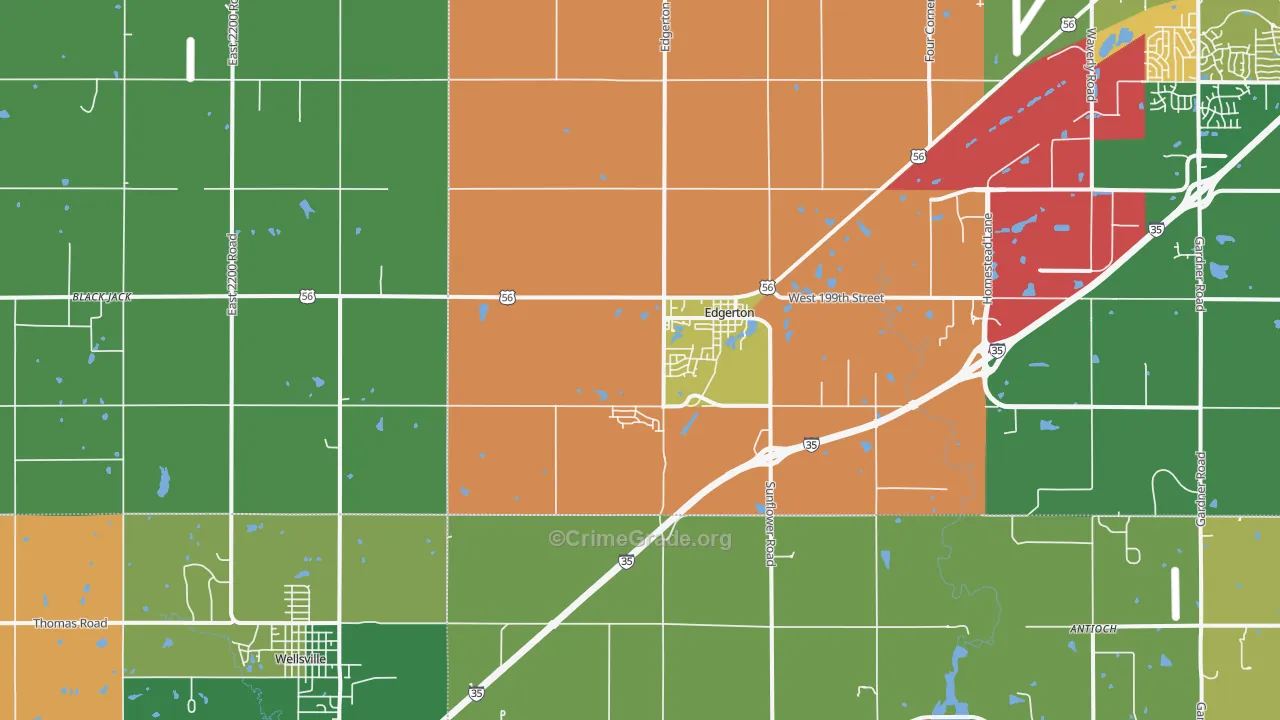 Edgerton, KS Map of Vandalism Rates