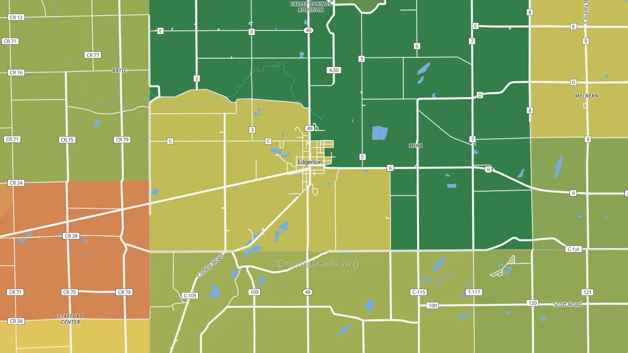 Edgerton, OH Map of Vandalism Rates