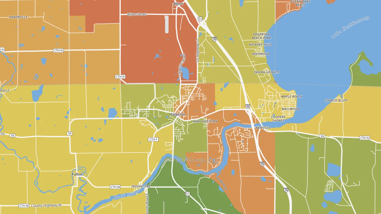 Edgerton, WI Map of Vandalism Rates