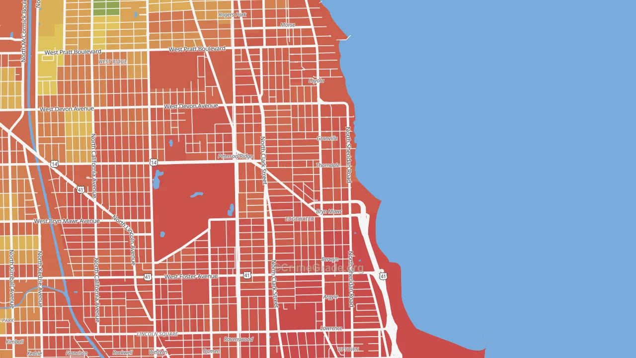 Edgewater, Chicago, IL Map of Vandalism Rates