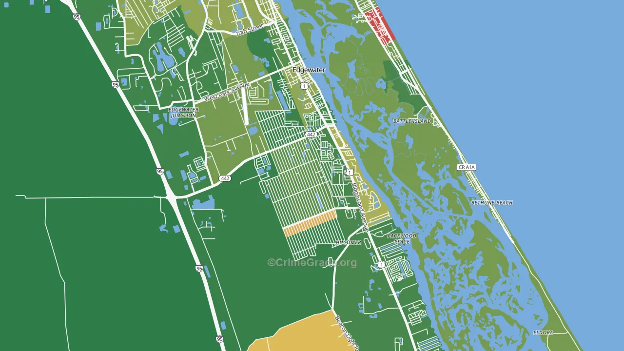 Edgewater, FL Map of Vandalism Rates