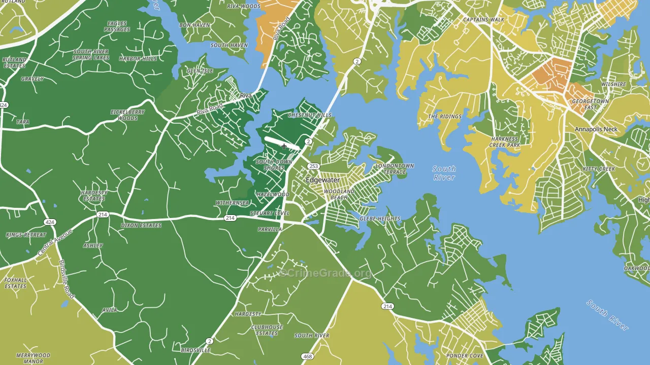 Edgewater, MD Map of Vandalism Rates