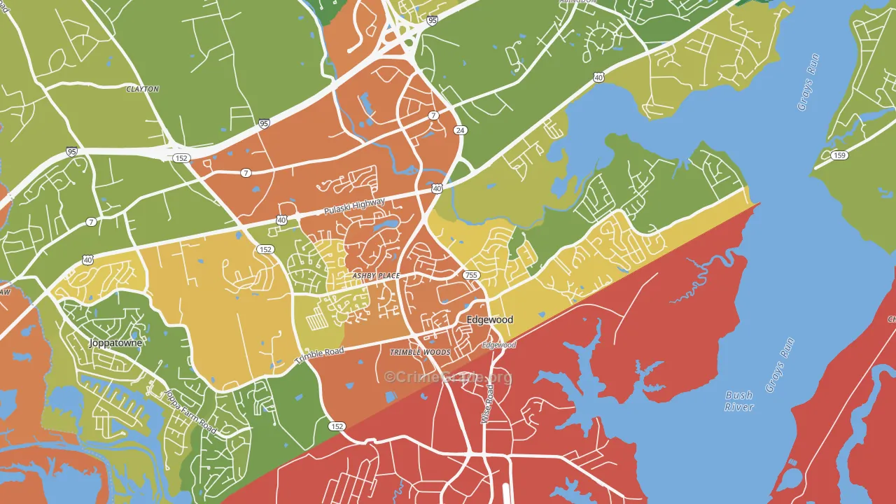Edgewood, MD Map of Vandalism Rates