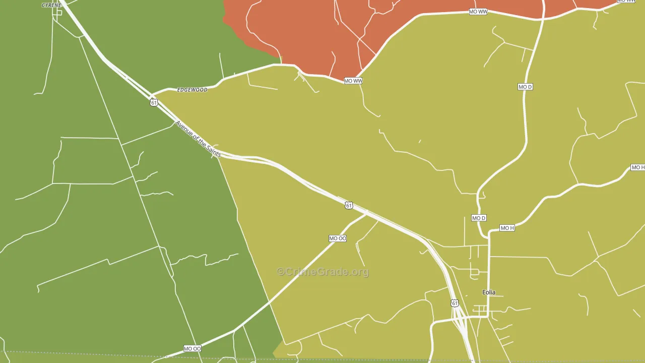 Edgewood, MO Map of Vandalism Rates