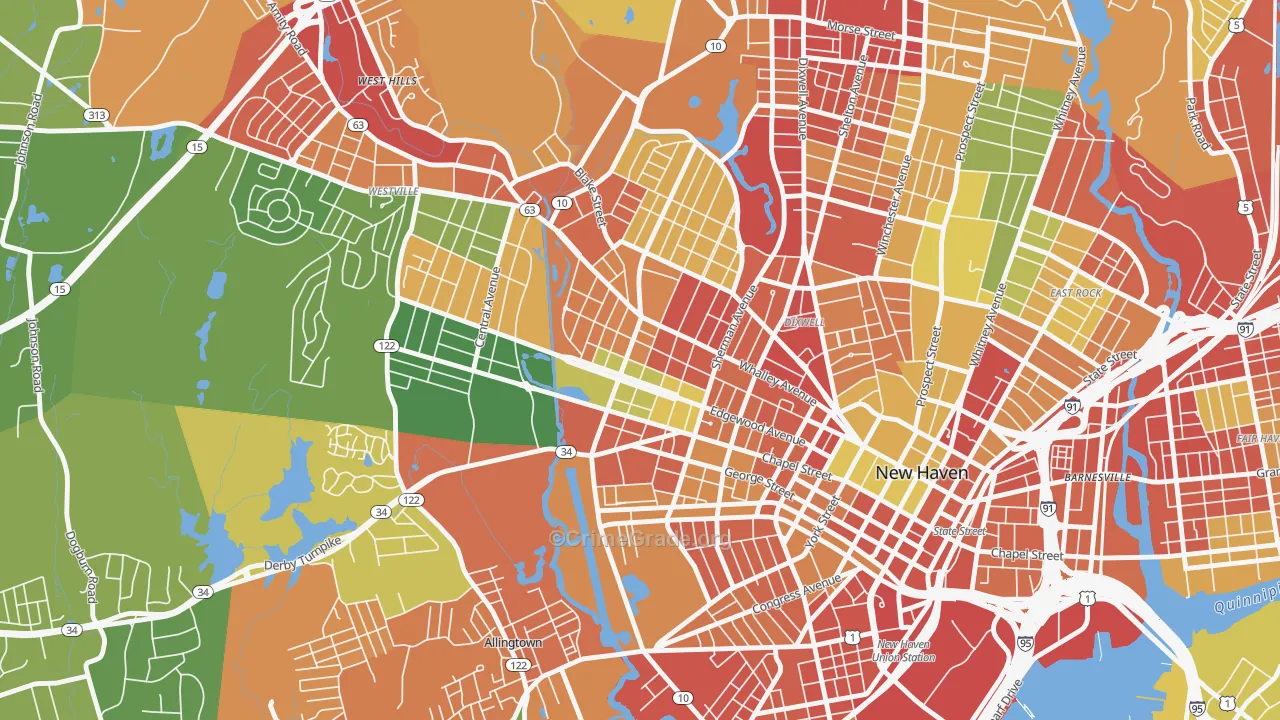 Edgewood, New Haven, CT Map of Vandalism Rates