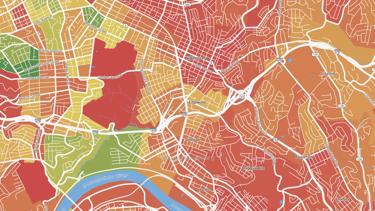 Edgewood, PA Map of Vandalism Rates